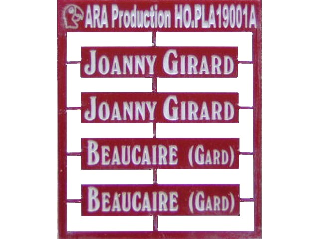 ARA - HO.PLA19001A Plaques Wagons H0 - JOANNY GIRARD, BEAUCAIRE (GARD)